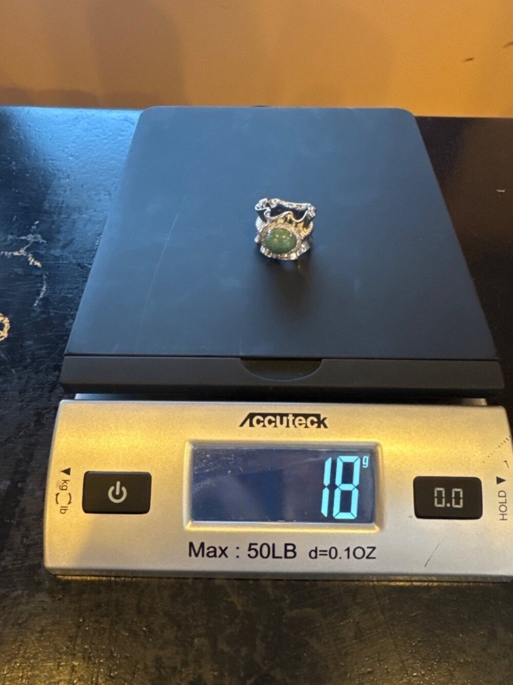 Michelle Albala Jadeite Ring 925 Sterling Silver White Topaz Wide Ruffle Size 8 - Picture 7 of 9